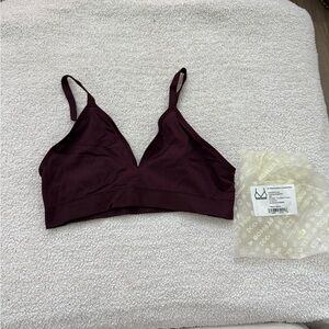 bombas ribbed seamless triangle bralette in chocolate brown
